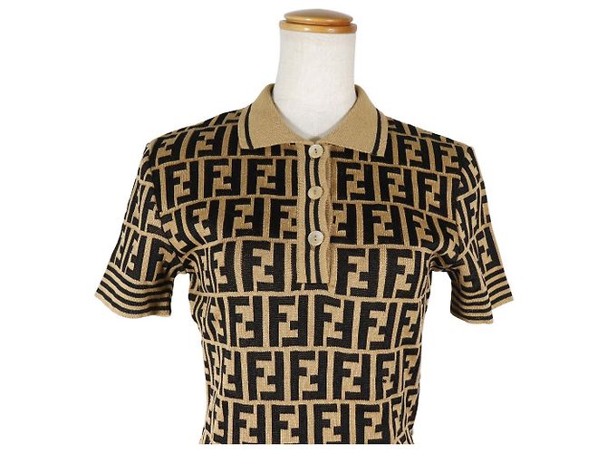 Polo de punto de algodón Zucca de Fendi Castaño - vista 2