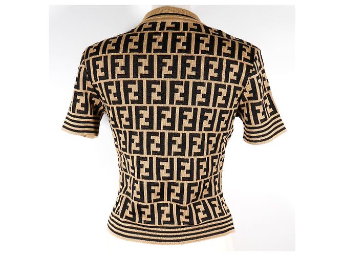 Polo de punto de algodón Zucca de Fendi Castaño - vista 3