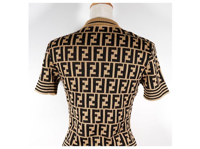 Polo de punto de algodón Zucca de Fendi Castaño - vista 4
