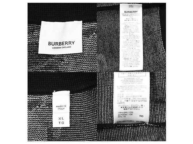 Polo de malha de algodão e seda com design Equestrian Knight Burberry London Preto Branco - vista 10