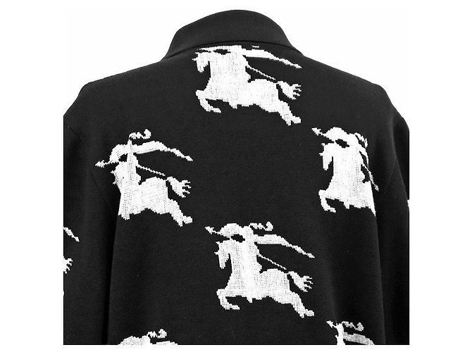 Polo de malha de algodão e seda com design Equestrian Knight Burberry London Preto Branco - vista 7