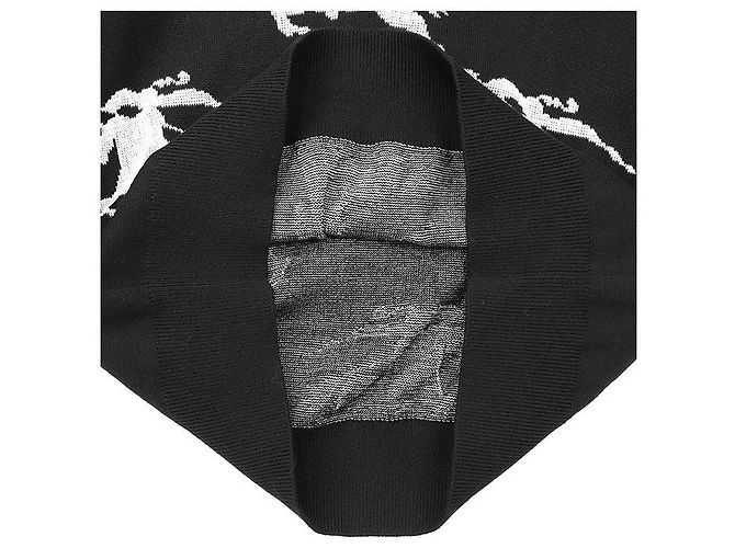 Polo de malha de algodão e seda com design Equestrian Knight Burberry London Preto Branco - vista 9