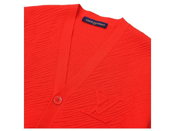 Wollstrickjacke mit geprägtem Louis Vuitton Logo Rot - Ansicht 2