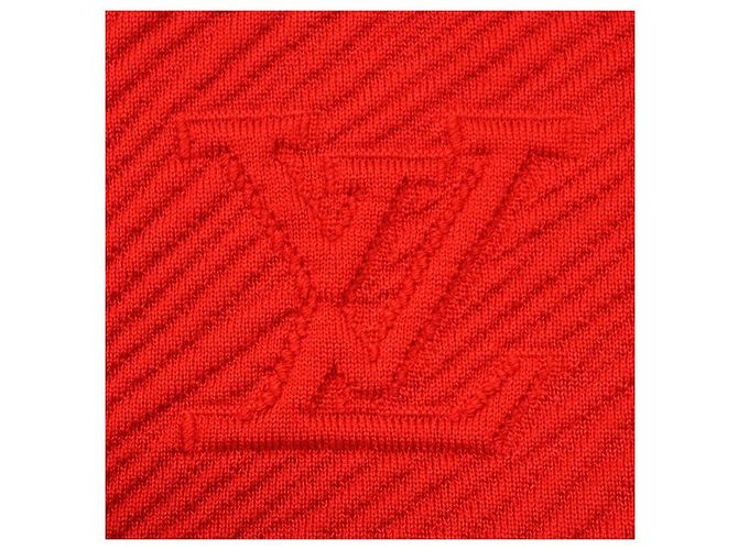Wollstrickjacke mit geprägtem Louis Vuitton Logo Rot - Ansicht 3