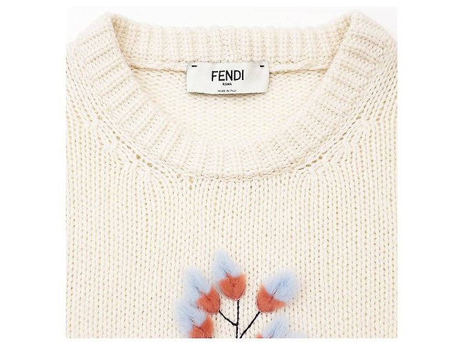 Fendi Kaschmir-Strickpullover mit Marderstickerei Roh - Ansicht 2