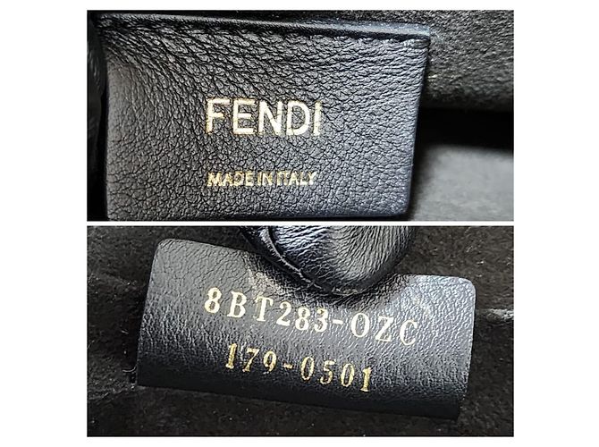 FENDI Vitello Liberty Scalloped Studded Kan I Shoulder Bag Black Nero - vista 2