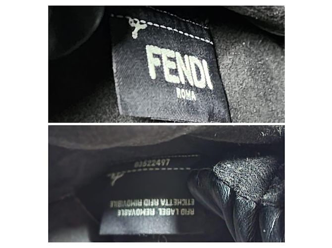 FENDI Vitello Liberty Scalloped Studded Kan I Shoulder Bag Black Nero - vista 4