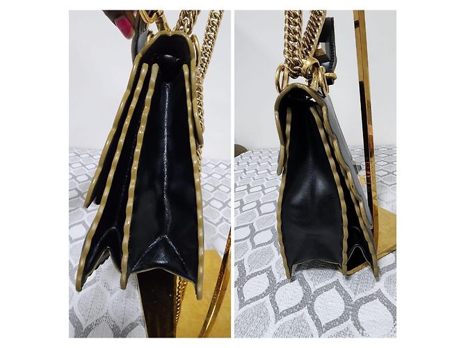 FENDI Vitello Liberty Scalloped Studded Kan I Shoulder Bag Black Nero - vista 6
