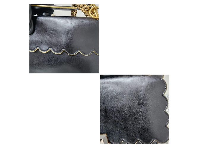 FENDI Vitello Liberty Scalloped Studded Kan I Shoulder Bag Black Nero - vista 8