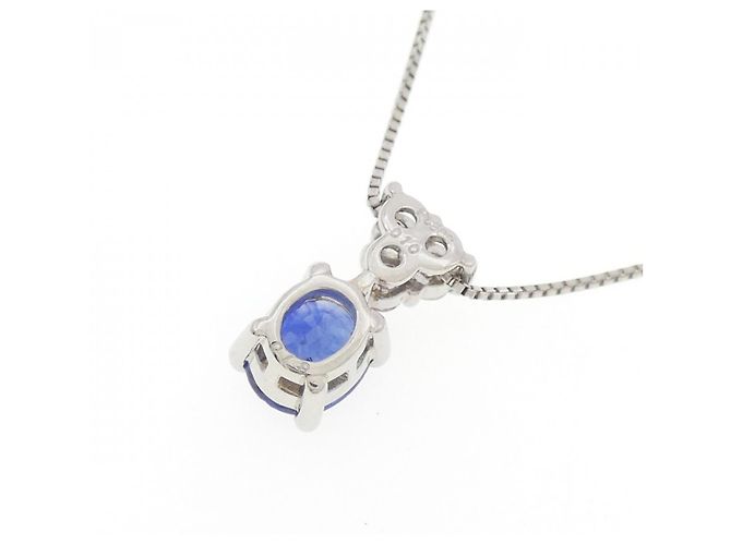 Autre Marque Saphir-Platin-Halskette Pt900 Pt850 Blau - Ansicht 4