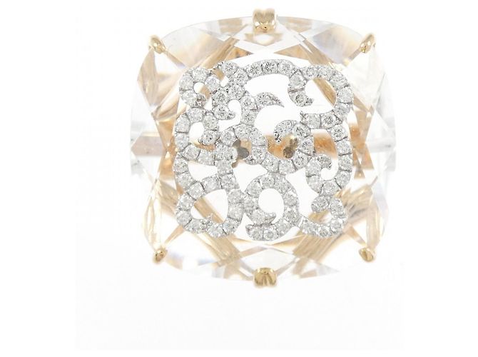 Autre Marque Anello Casato in quarzo sintetico Au750 oro rosa - vista 2