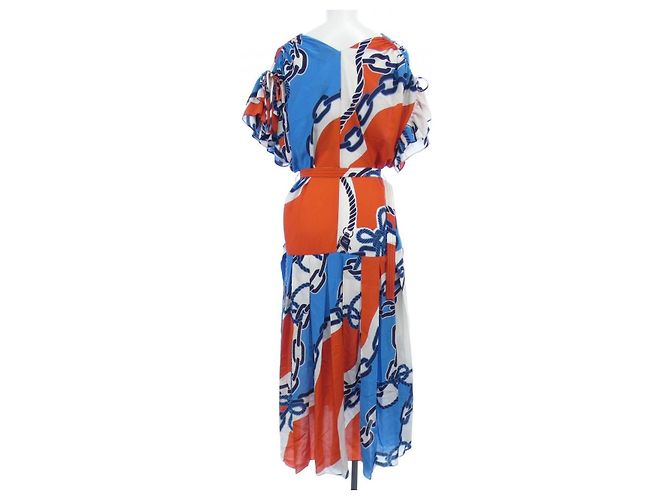 Louis Vuitton Seidenkleid Rot Blau - Ansicht 2
