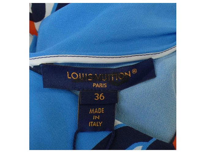 Louis Vuitton Seidenkleid Rot Blau - Ansicht 4