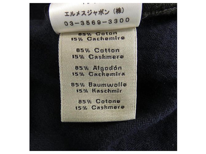 Hermès Hermes Strickware aus Kaschmir-Mischung Braun Marineblau - Ansicht 3