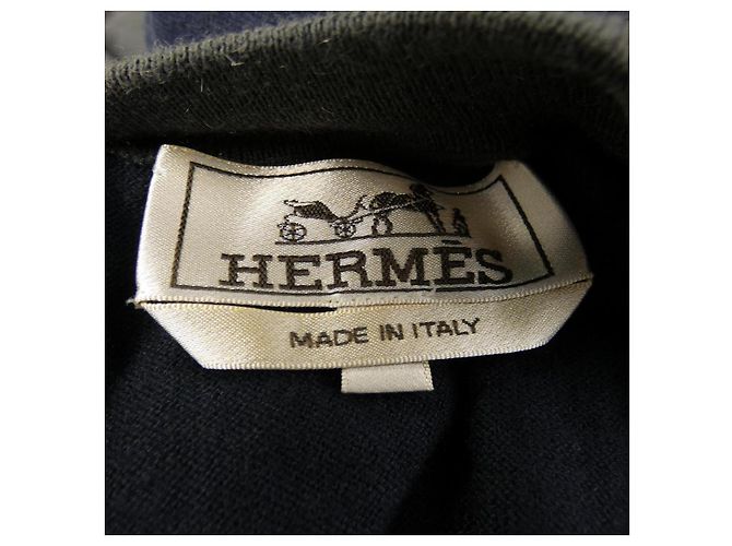 Hermès Hermes Strickware aus Kaschmir-Mischung Braun Marineblau - Ansicht 4