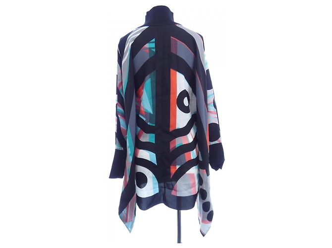 Hermès Top in seta Hermes Marrone Nero Bianco - vista 2