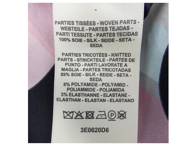Hermès Top in seta Hermes Marrone Nero Bianco - vista 3