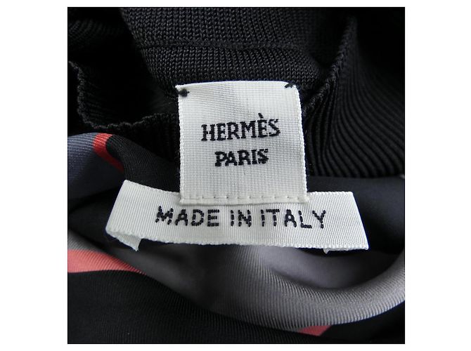 Hermès Top in seta Hermes Marrone Nero Bianco - vista 4