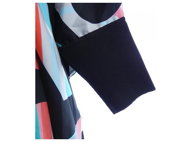 Hermès Top in seta Hermes Marrone Nero Bianco - vista 6