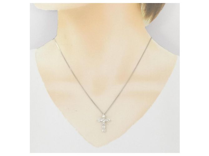 Autre Marque Collana con Diamanti Pt900/Pt850 Argento - vista 6