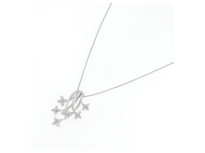 Autre Marque Colar de ouro branco Au750 e diamantes rosa Prata - vista 2