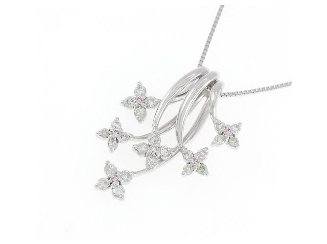 Autre Marque Colar de ouro branco Au750 e diamantes rosa Prata - vista 3