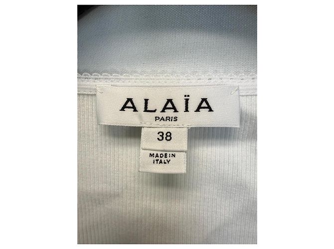 Top corto de mezcla de algodón acanalado blanco Alaïa - vista 2