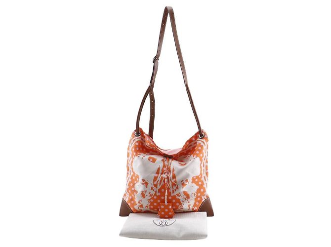 Borsa a tracolla in seta Silky City PM Hermès Arancione - vista 19