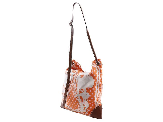 Borsa a tracolla in seta Silky City PM Hermès Arancione - vista 2