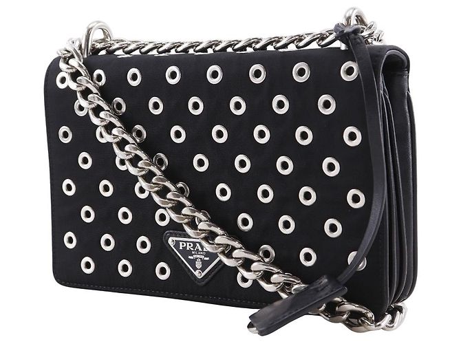 Borsa a tracolla 2way in nylon traforato Prada Nero - vista 2