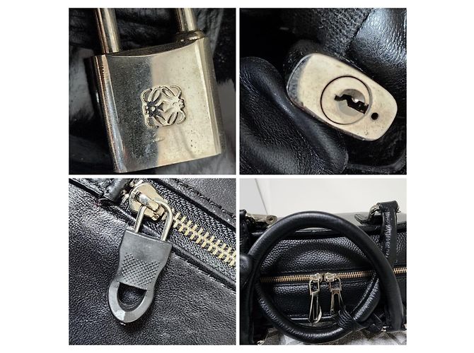 Borsa Amazona 36 in pelle lucida Loewe Nero - vista 5