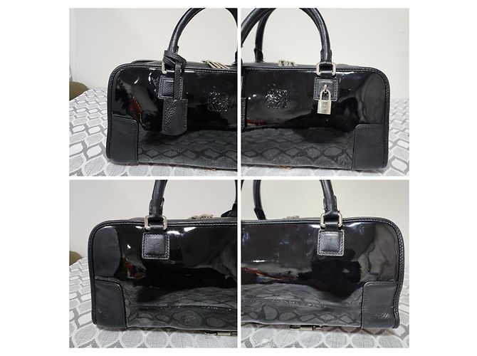 Borsa Amazona 36 in pelle lucida Loewe Nero - vista 7