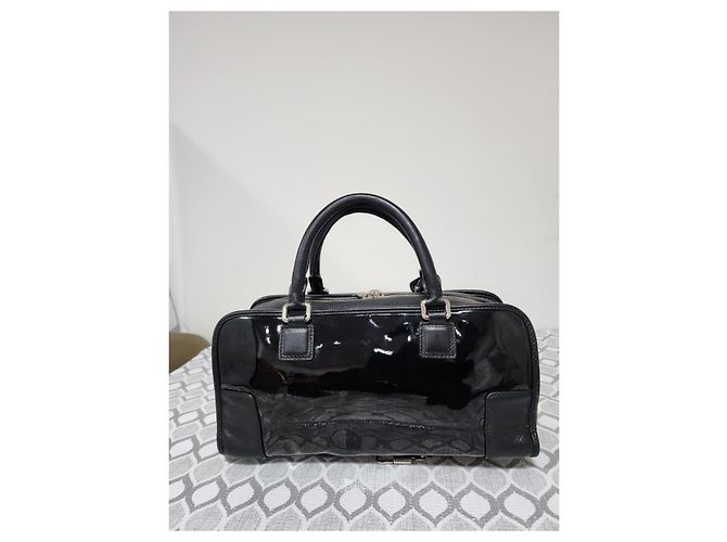 Borsa Amazona 36 in pelle lucida Loewe Nero - vista 9