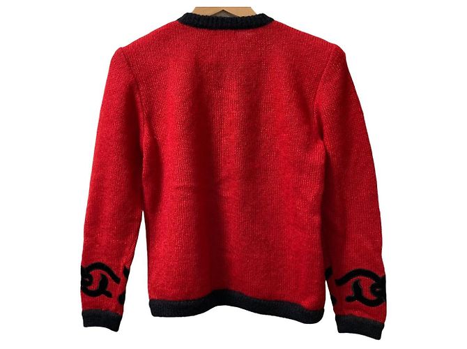 Christian Dior Wollstrickjacke mit farbigem Paspel Rot - Ansicht 3