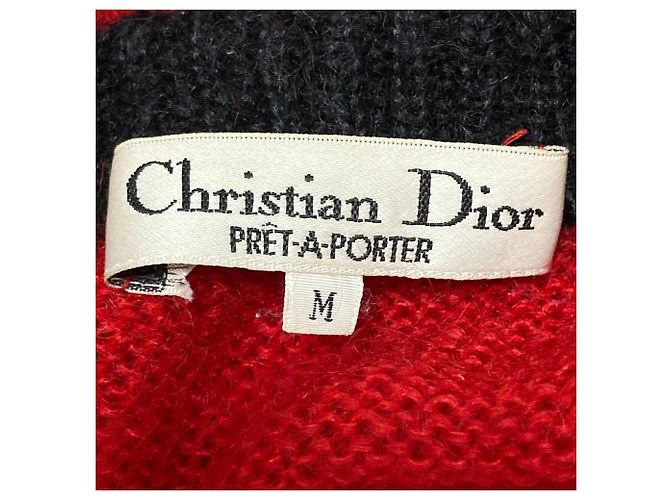 Christian Dior Wollstrickjacke mit farbigem Paspel Rot - Ansicht 5