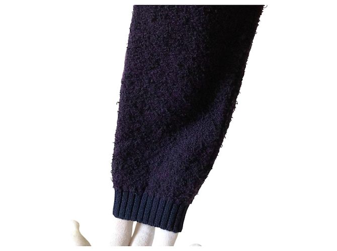 Autre Marque Cárdigan de punto de tweed con botones de flor Rene Púrpura - vista 3