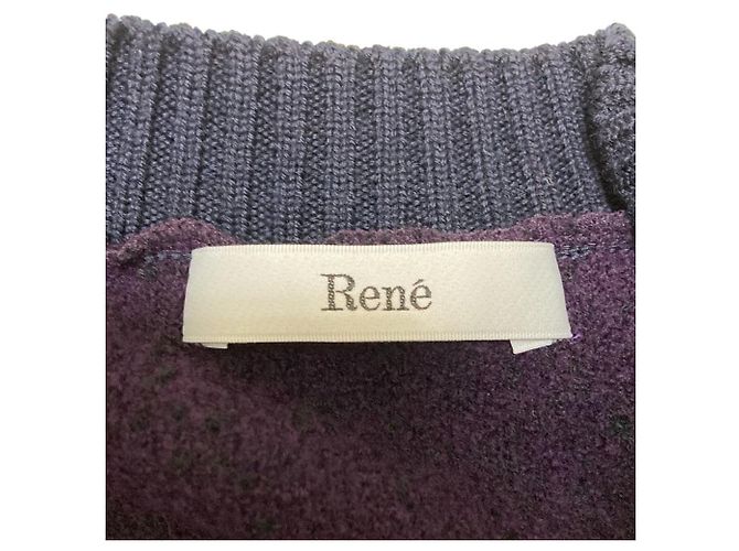 Autre Marque Cárdigan de punto de tweed con botones de flor Rene Púrpura - vista 5