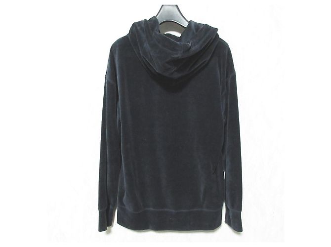Autre Marque BLUE LABEL CRESTBRIDGE CB Wappen Velour Pullover Hoodie Schwarz - Ansicht 2
