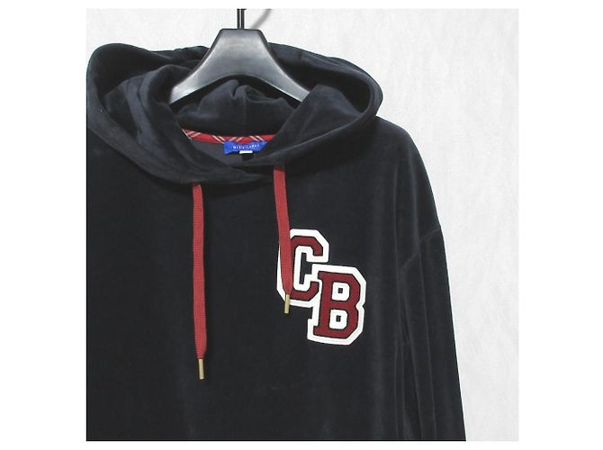 Autre Marque BLUE LABEL CRESTBRIDGE CB Wappen Velour Pullover Hoodie Schwarz - Ansicht 3