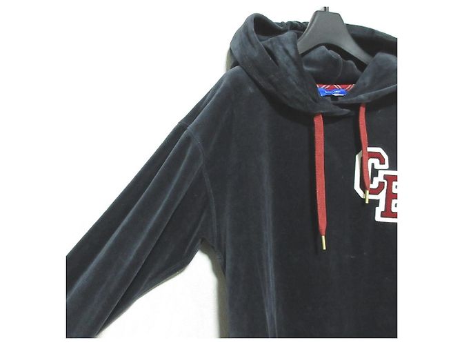 Autre Marque BLUE LABEL CRESTBRIDGE CB Wappen Velour Pullover Hoodie Schwarz - Ansicht 4