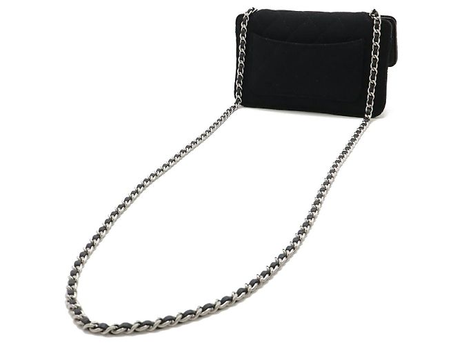 Borsa 2way Chanel Matelassé Coco Mark Cotton Jersey Nylon Nero Grigio - vista 2