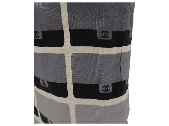 Borsa 2way Chanel Matelassé Coco Mark Cotton Jersey Nylon Nero Grigio - vista 7