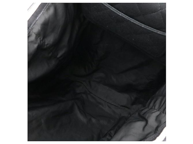 Borsa 2way Chanel Matelassé Coco Mark Cotton Jersey Nylon Nero Grigio - vista 8