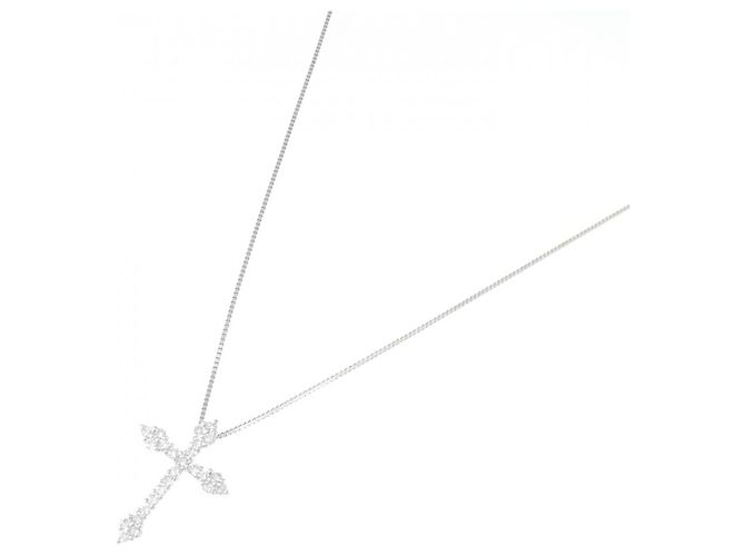 Autre Marque Collana a Croce con Diamanti Pt900 Pt850 Argento - vista 2