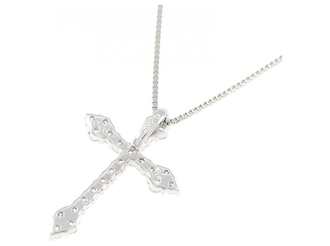 Autre Marque Collana a Croce con Diamanti Pt900 Pt850 Argento - vista 4