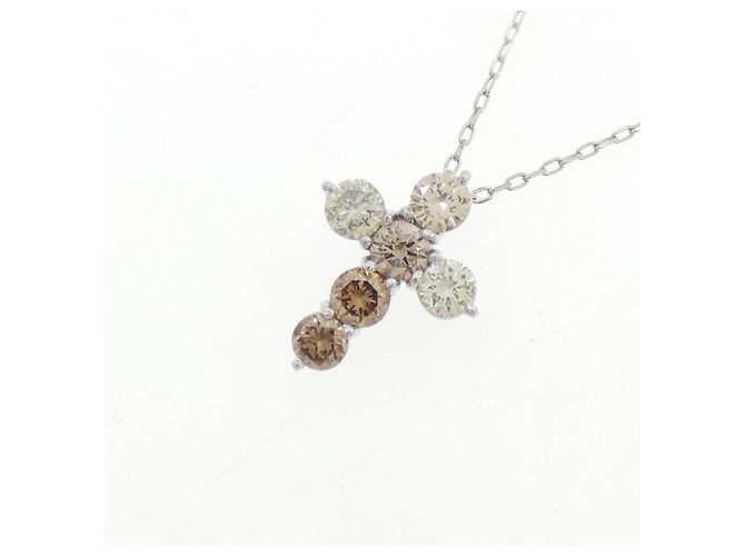Autre Marque Collana a Croce con Diamanti PT900 PT850 Argento - vista 3