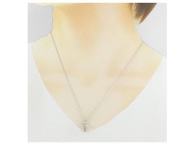 Autre Marque Collana a Croce con Diamanti PT900 PT850 Argento - vista 6