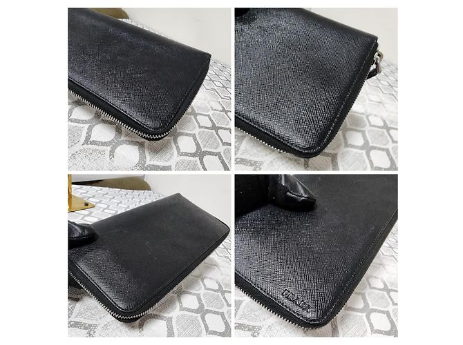 Portafoglio da viaggio PRADA Saffiano Metal Zip Around Nero - vista 8