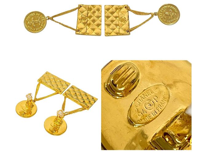 Orecchini a clip Chanel Matelasse D'oro - vista 3