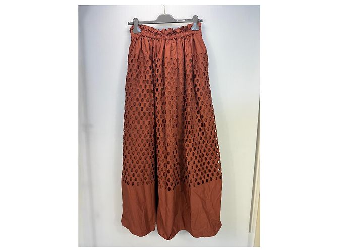 A.L.C. Falda midi de algodón calado marrón Castaño - vista 3